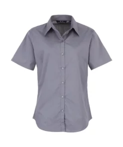 Premier® Premier Short Sleeve Poplin Blouse/Plain Work Shirt (Navy)