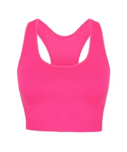 SKINNI FIT Womens/Ladies Workout Cropped Top (Neon Pink)