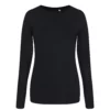 Awdis Womens/Ladies Girlie Long Sleeve Tri-Blend T-Shirt - Solid Black
