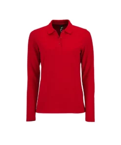SOLS Womens/Ladies Perfect Long Sleeve Pique Polo Shirt (Red)