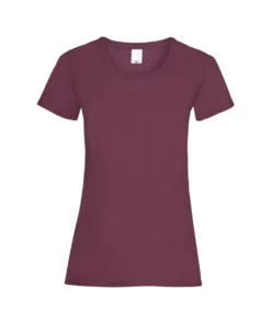 Universal Textiles Womens/Ladies Value Fitted Short Sleeve Casual T-Shirt (Oxblood)
