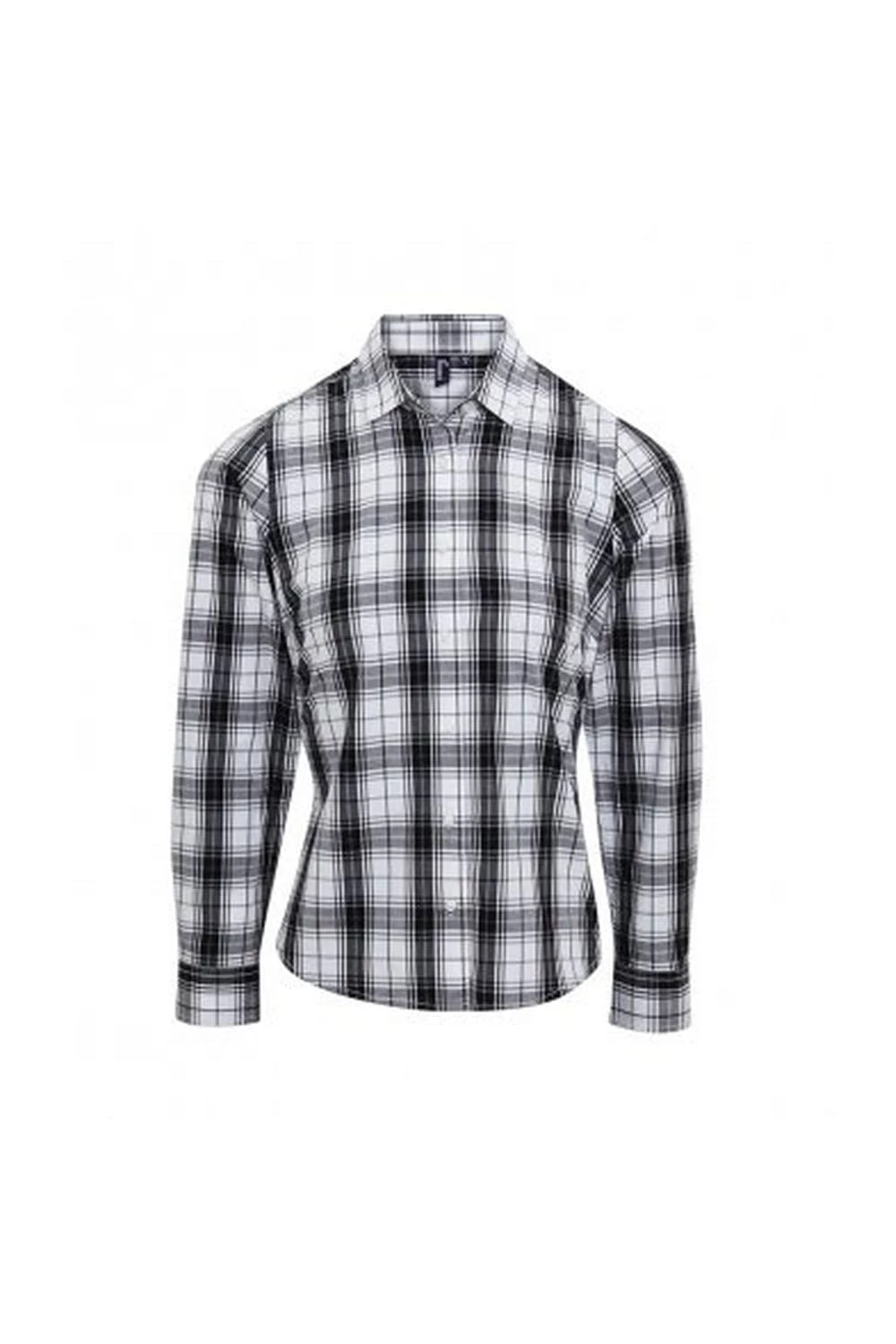 Premier® Premier Womens/Ladies Ginmill Check Long Sleeve Shirt (Black/White)