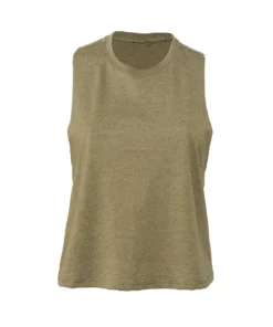 Bella + Canvas Ella + Canvas Womens/Ladies Racerback Cropped Tank Top (Heather Olive)