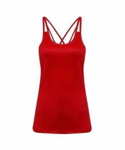 TriDri Womens/Ladies Laser Cut Spaghetti Strap Vest (Fire Red)