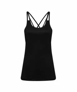 TriDri Womens/Ladies Laser Cut Spaghetti Strap Vest (Black)
