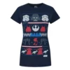 STAR WARS Omens/Ladies Dark Side Fair Isle Christmas T-Shirt (Blue)