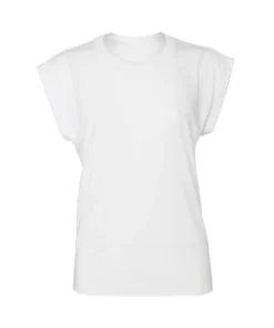Bella + Canvas Ella + Canvas Womens/Ladies Flowy Rolled Cuff Muscle T-Shirt (White)