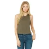 Bella + Canvas Ella Womens/Ladies Racer Back Cropped Tank Top (Heather Olive)