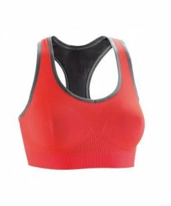 Spiro Womens/Ladies Fitness Cool Compression Sports Bra (Hot Coral/Phantom Grey)