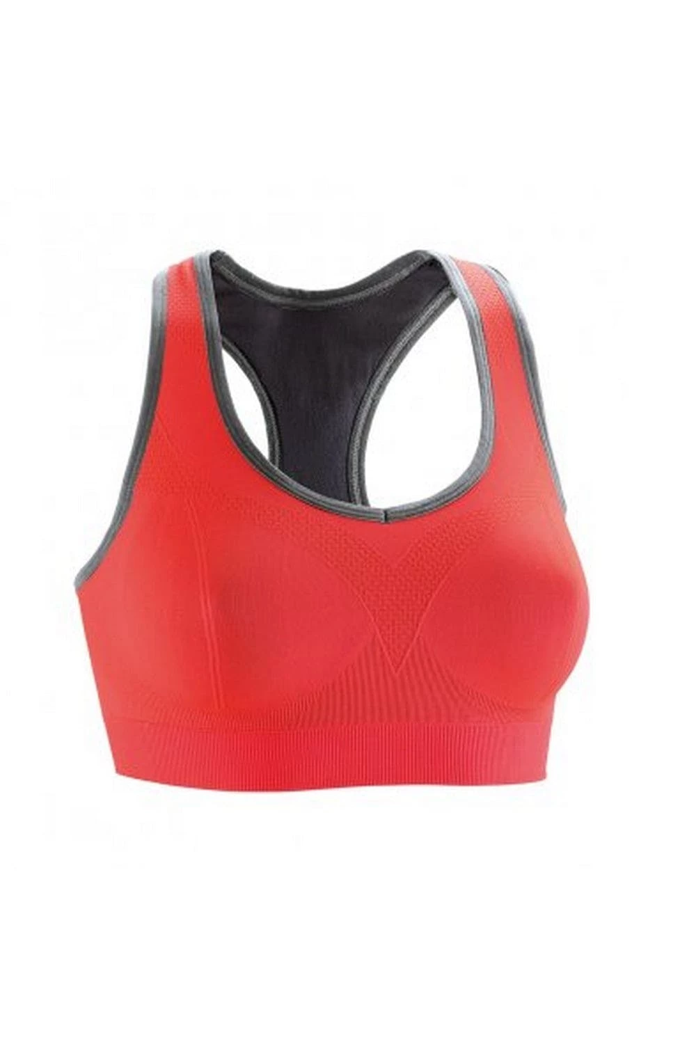 Spiro Womens/Ladies Fitness Cool Compression Sports Bra (Hot Coral/Phantom Grey)
