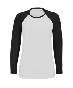 SOLS Womens/Ladies Milky Contrast Long Sleeve T-Shirt (White/Deep Black)