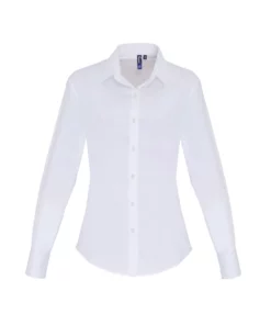 Premier® Premier Womens/Ladies Stretch Fit Poplin Long Sleeve Blouse (White)