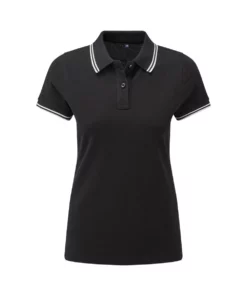 Asquith & Fox Womens/Ladies Classic Fit Tipped Polo (Black/White)