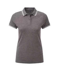 Asquith & Fox Womens/Ladies Classic Fit Tipped Polo (Charcoal/White)