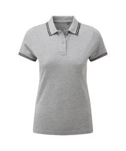 Asquith & Fox Womens/Ladies Classic Fit Tipped Polo (Heather Gray/Black)
