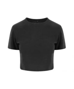 AWDis Just Ts Womens Girlie Tri-Blend Cropped T-Shirt (Heather Black)