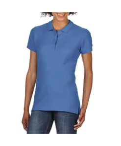 Gildan Womens/Ladies Premium Cotton Sport Double Pique Polo Shirt (Flo Blue)