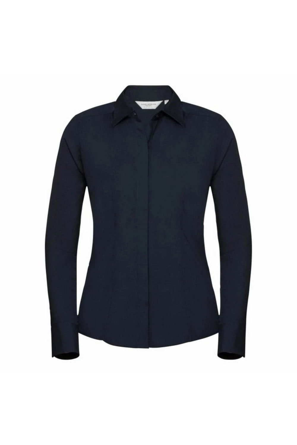 Russell Collection Ladies Long Sleeve Fitted Poplin Shirt (French Navy)