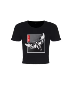 Unorthodox Collective Womens/Ladies Oriental Death Head Moth Crop Top (Black)
