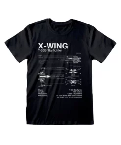 STAR WARS Omens/Ladies Diagram X-Wing Boyfriend T-Shirt (Black)