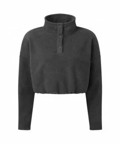 TriDri Womens/Ladies Cropped Fleece Top (Charcoal Grey)
