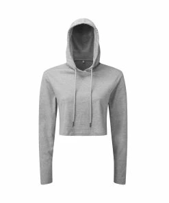 TriDri Womens/Ladies Heather Cropped Long-Sleeved T-Shirt (Heather Grey)