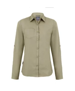 Craghoppers Womens/Ladies Expert Kiwi Long-Sleeved Shirt - Pebble Brown
