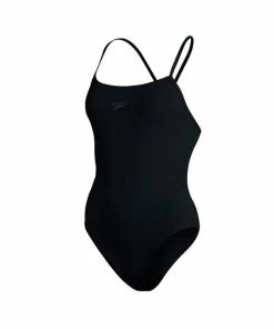 Speedo Womens/Ladies Endurance+ Thin Strap One Piece Bathing Suit (Black)