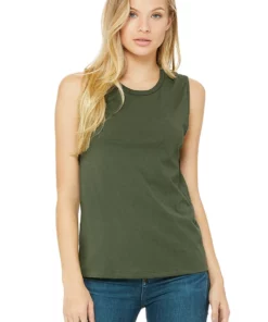 Bella + Canvas Womens/Ladies Muscle Jersey Tank Top - Military Green