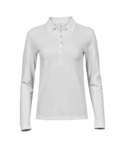 Tee Jays Womens/Ladies Luxury Stretch Long-Sleeved Polo Shirt - White