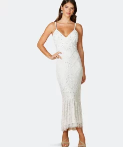 Lara 51093- Tea Length Beaded Bridal Dress