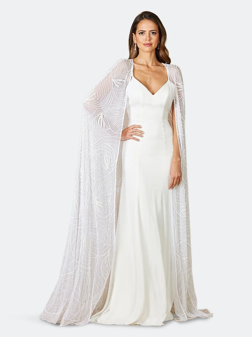 Lara 51066- Long , Flowing Beaded Cape - Image 3