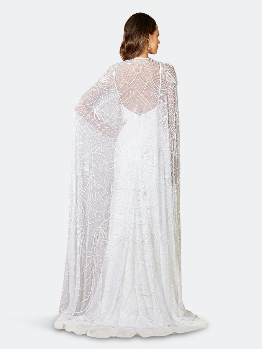 Lara 51066- Long , Flowing Beaded Cape - Image 2
