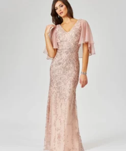 Lara 29465 - Mermaid Lace Gown With Fluttering Sleeves