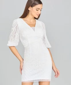 Lara V-Neck Beaded Bridal Short With Sleeves