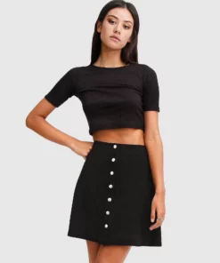 Belle & Bloom Into The Woods Leather Mini Skirt - Black
