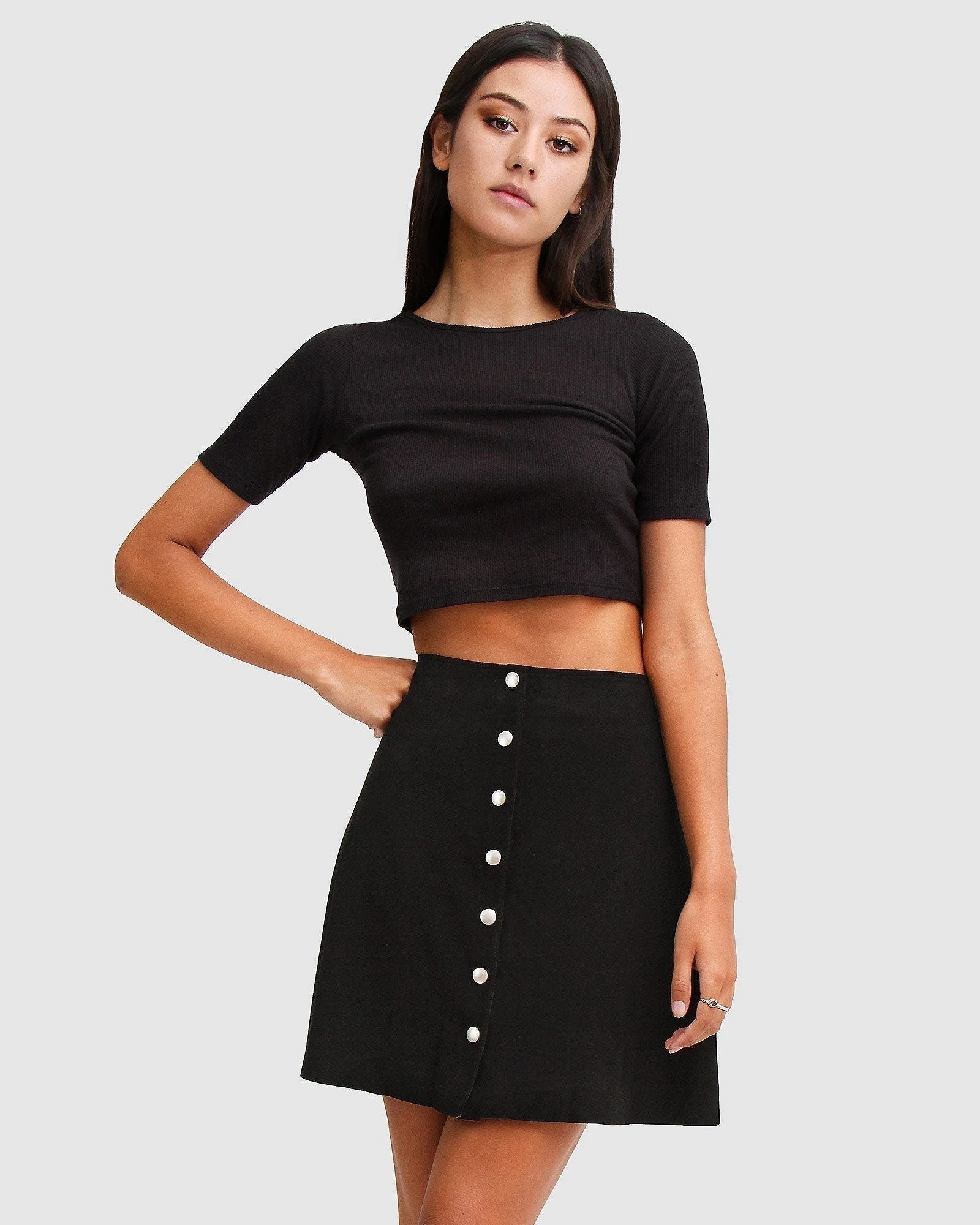 Belle & Bloom Into The Woods Leather Mini Skirt - Black