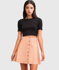 Belle & Bloom Into The Woods Leather Mini Skirt - Blush