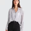 Belle & Bloom Yoko Shirred Chiffon Blouse - Grey