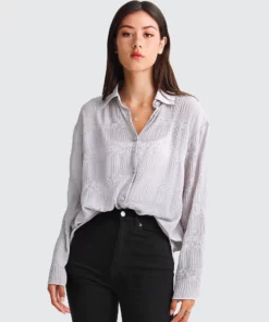 Belle & Bloom Yoko Shirred Chiffon Blouse - Grey