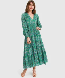 Belle & Bloom Silver Lining Oversized Maxi Dress - Green