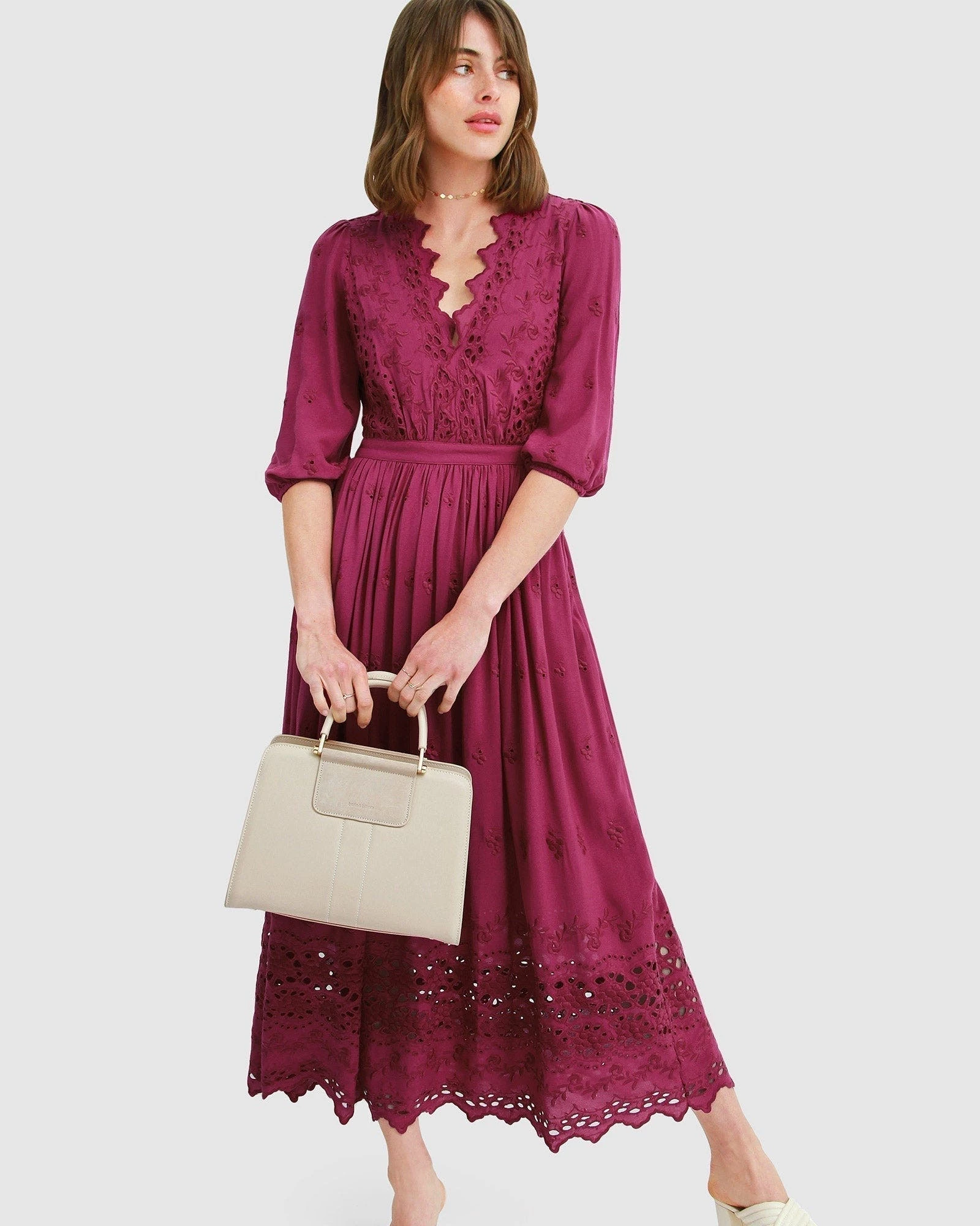 Belle & Bloom All Eyes On Me Midi Dress - Burgundy - Image 5
