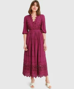 Belle & Bloom All Eyes On Me Midi Dress - Burgundy