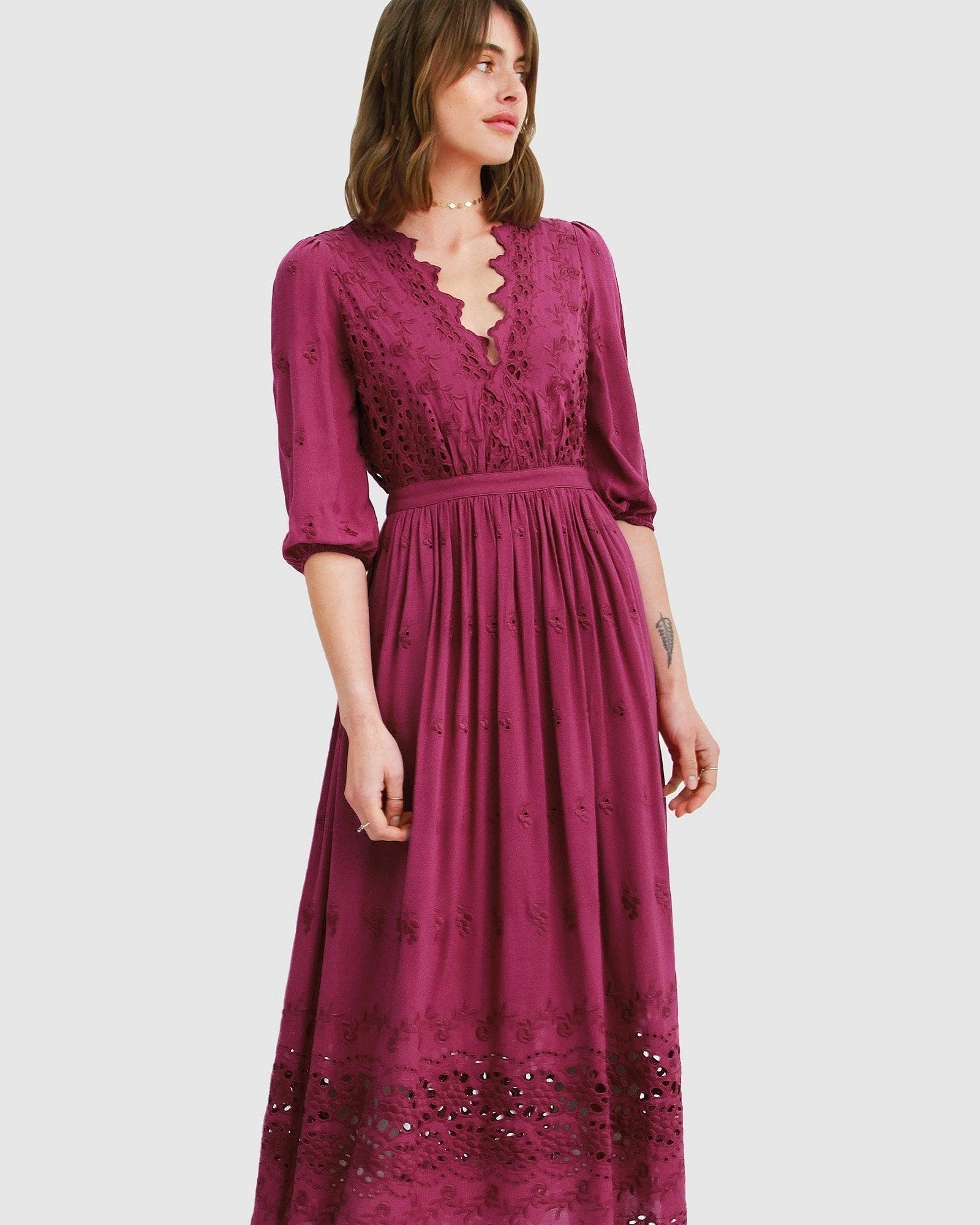 Belle & Bloom All Eyes On Me Midi Dress - Burgundy - Image 4