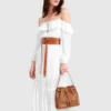 Belle & Bloom Valencia Cold Shoulder Maxi Dress - White