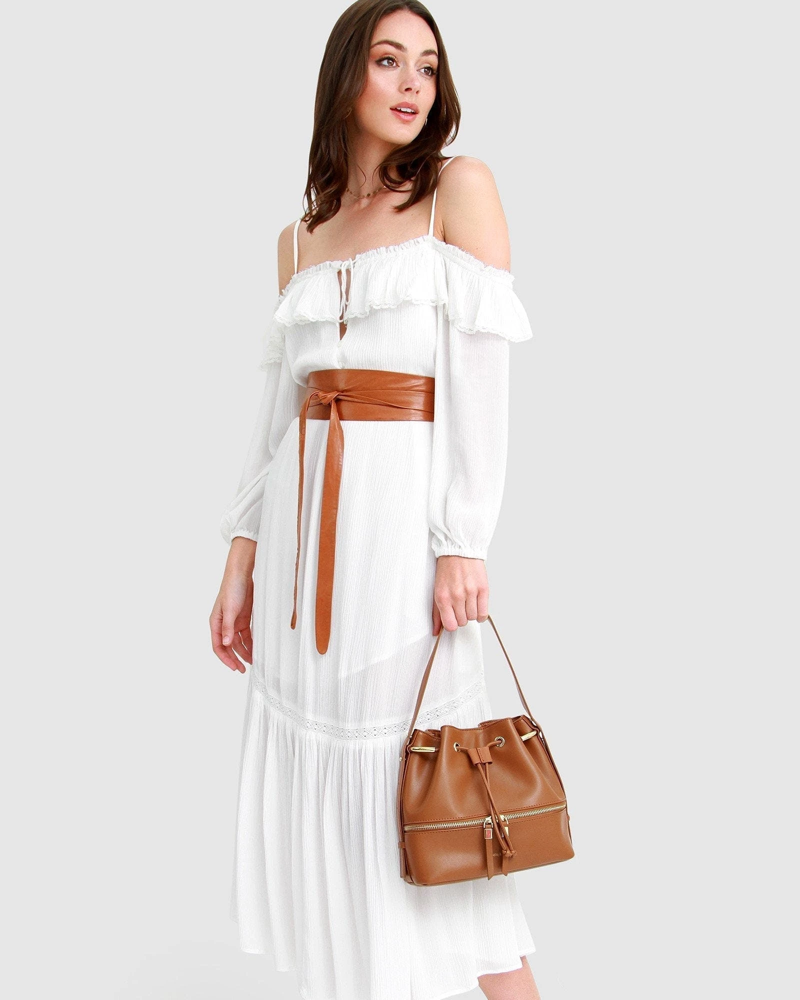 Belle & Bloom Valencia Cold Shoulder Maxi Dress - White