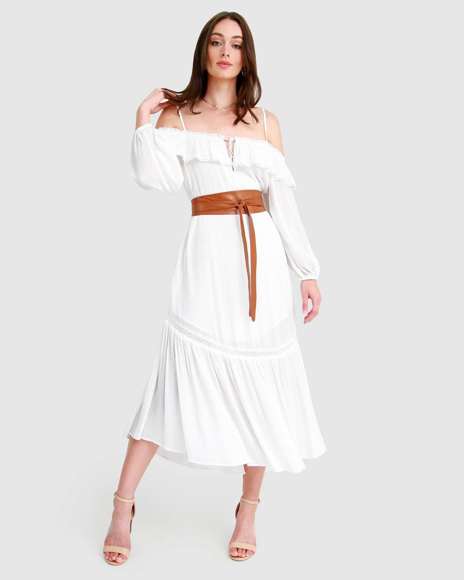 Belle & Bloom Valencia Cold Shoulder Maxi Dress - White - Image 5