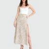 Belle & Bloom Ocean Drive Belted Maxi Skirt - Taupe
