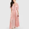 Belle & Bloom Amour Amour Ruffled Midi Dress - Desert Rose