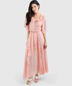 Belle & Bloom Amour Amour Ruffled Midi Dress - Desert Rose